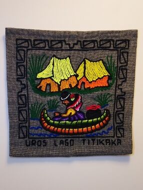 Bolivia Handmade Embroidered Pillow Cover 16" Square Folk Art